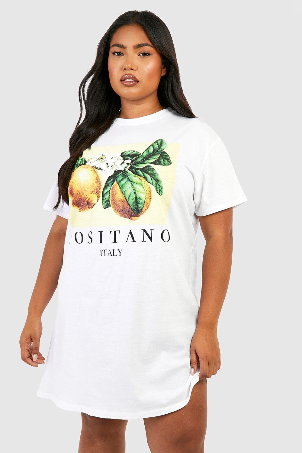 

Платье-футболка оверсайз positano Boohoo, белый