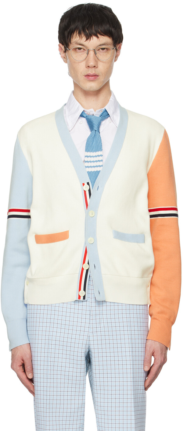 

Белый кардиган с Y-образным вырезом Thom Browne