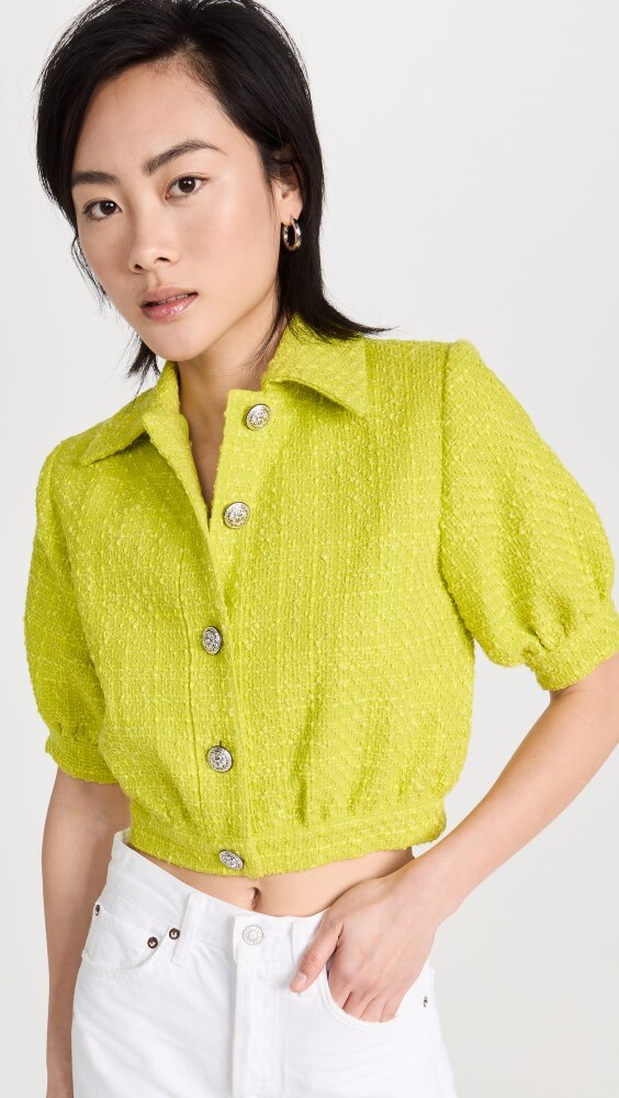 

Куртка L'AGENCE Cove Crop Short Sleeve, лаймовый