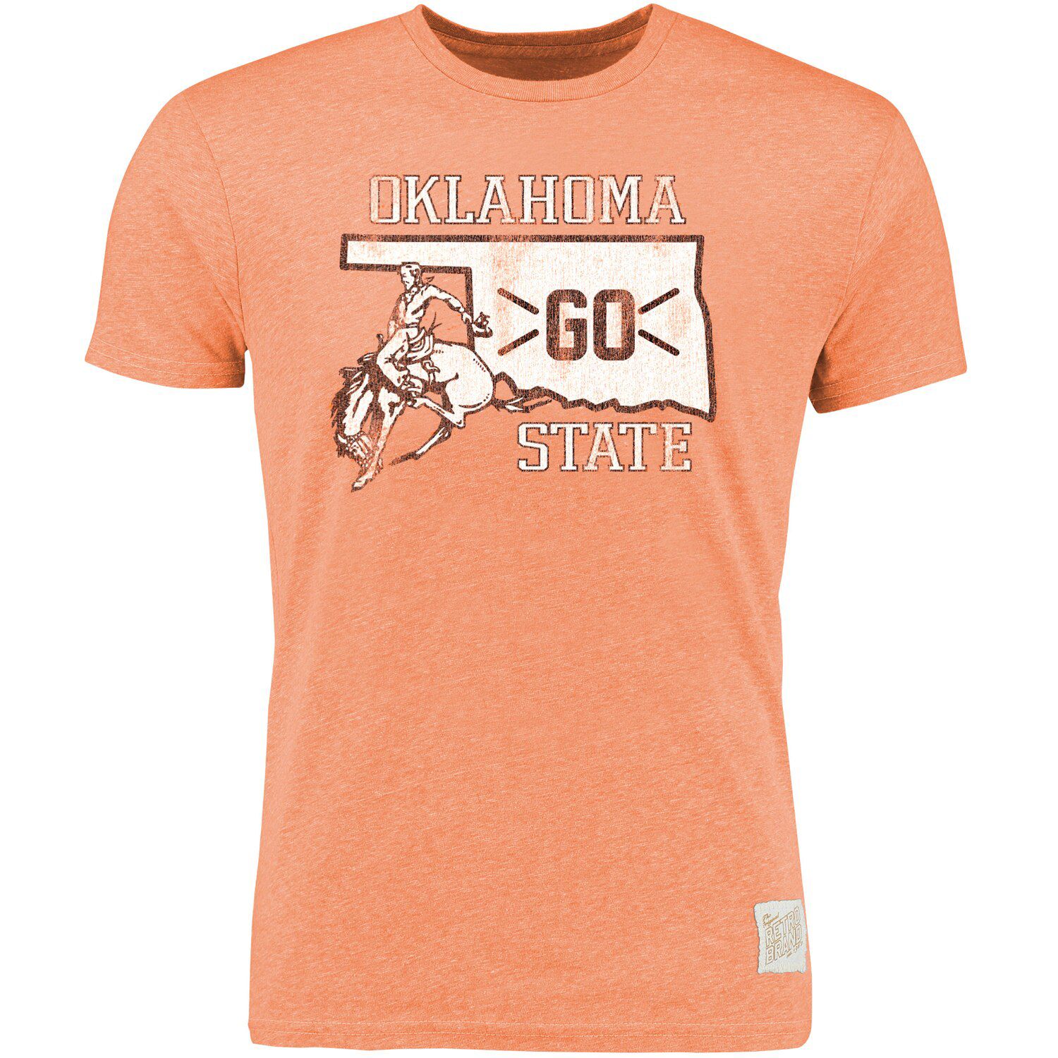 

Мужская оригинальная ретро брендовая футболка Heather Orange Oklahoma State Cowboys, винтажная футболка из трех смесей