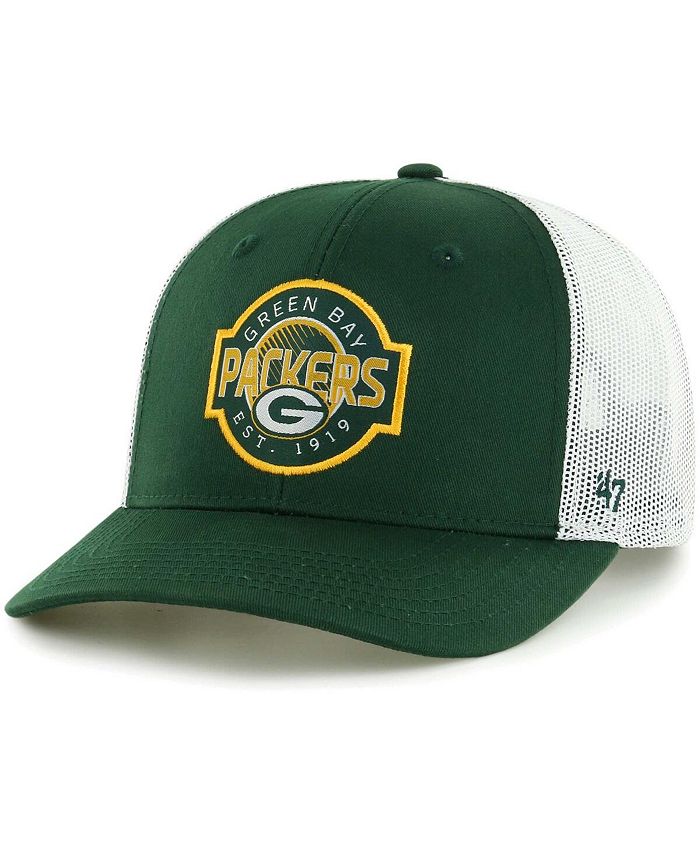 Зеленая, белая регулируемая кепка для больших мальчиков и девочек Green Bay Packers Scramble Trucker Hat '47 Brand, зеленый/белый printio кепка green bay packers