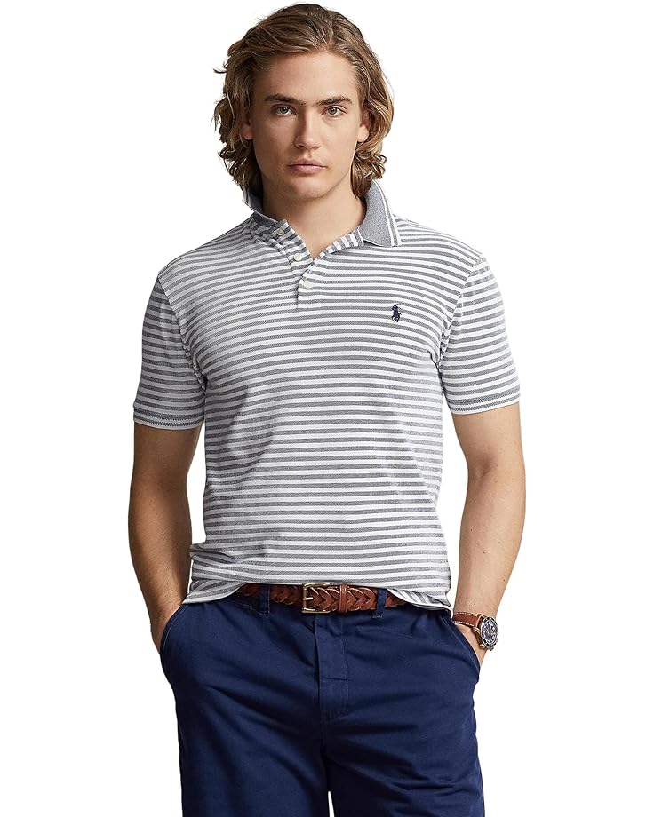 Поло Polo Ralph Lauren Custom Slim Fit Stretch Mesh, цвет Newport Navy/White