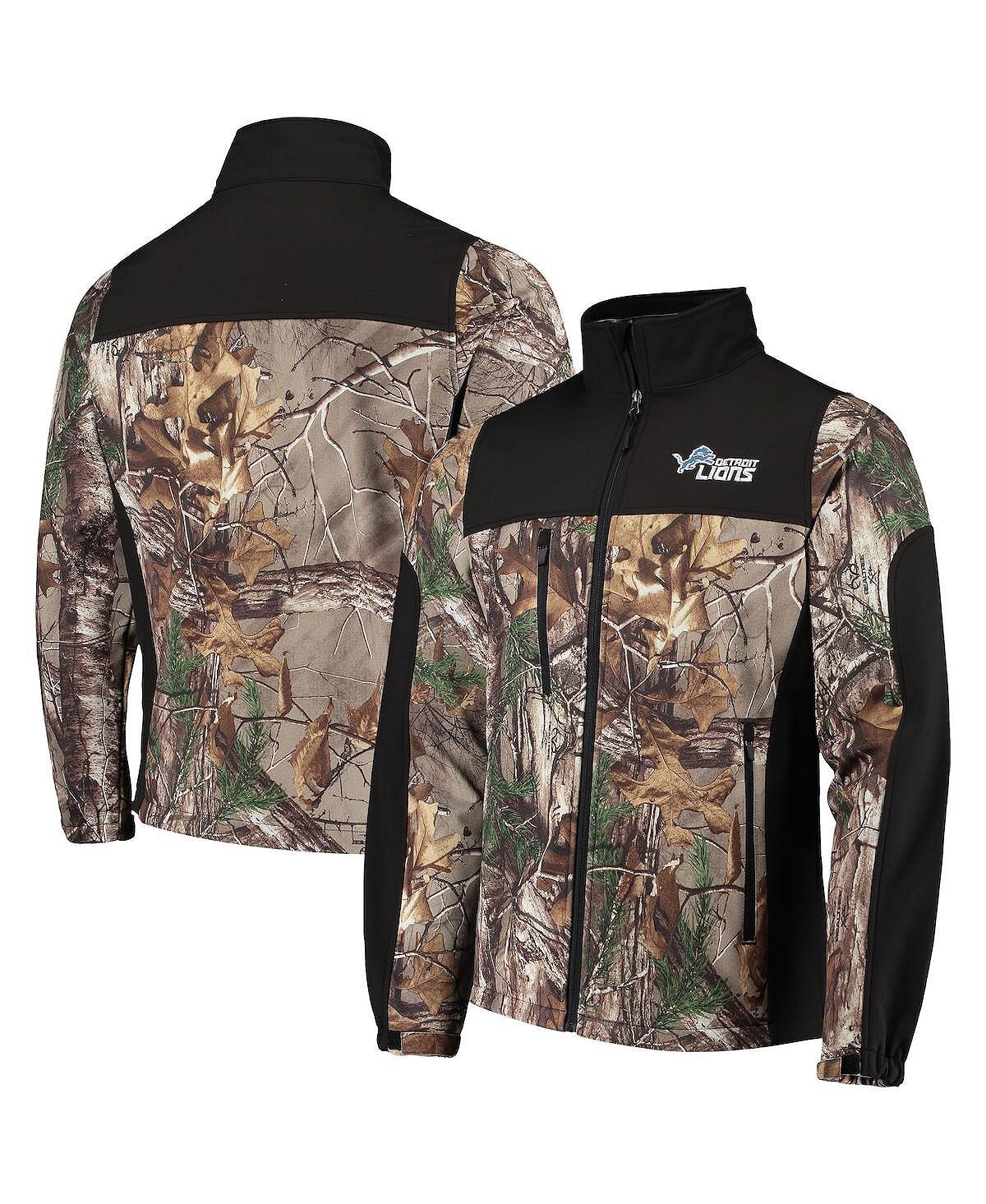 

Мужская куртка Realtree Camo, черная софтшелл Detroit Lions Circle Hunter с молнией во всю длину Dunbrooke