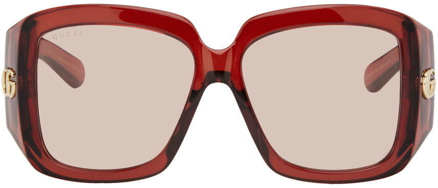 

Темно-красные квадратные солнцезащитные очки Gucci