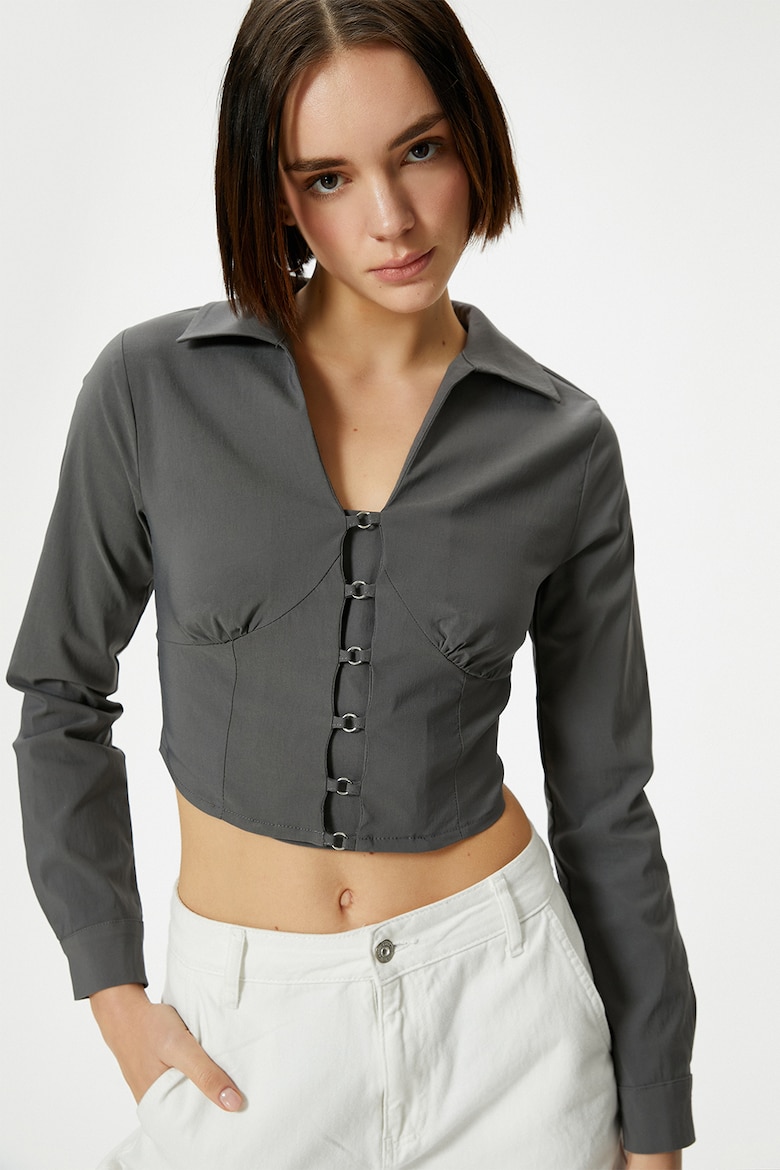 Короткая блузка с эластичной вставкой Koton, серый