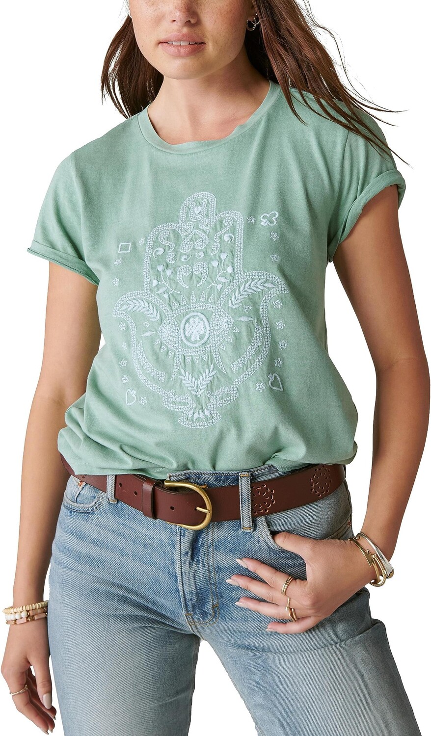 

Классический экипаж с вышивкой Хамса Lucky Brand, цвет Granite Green