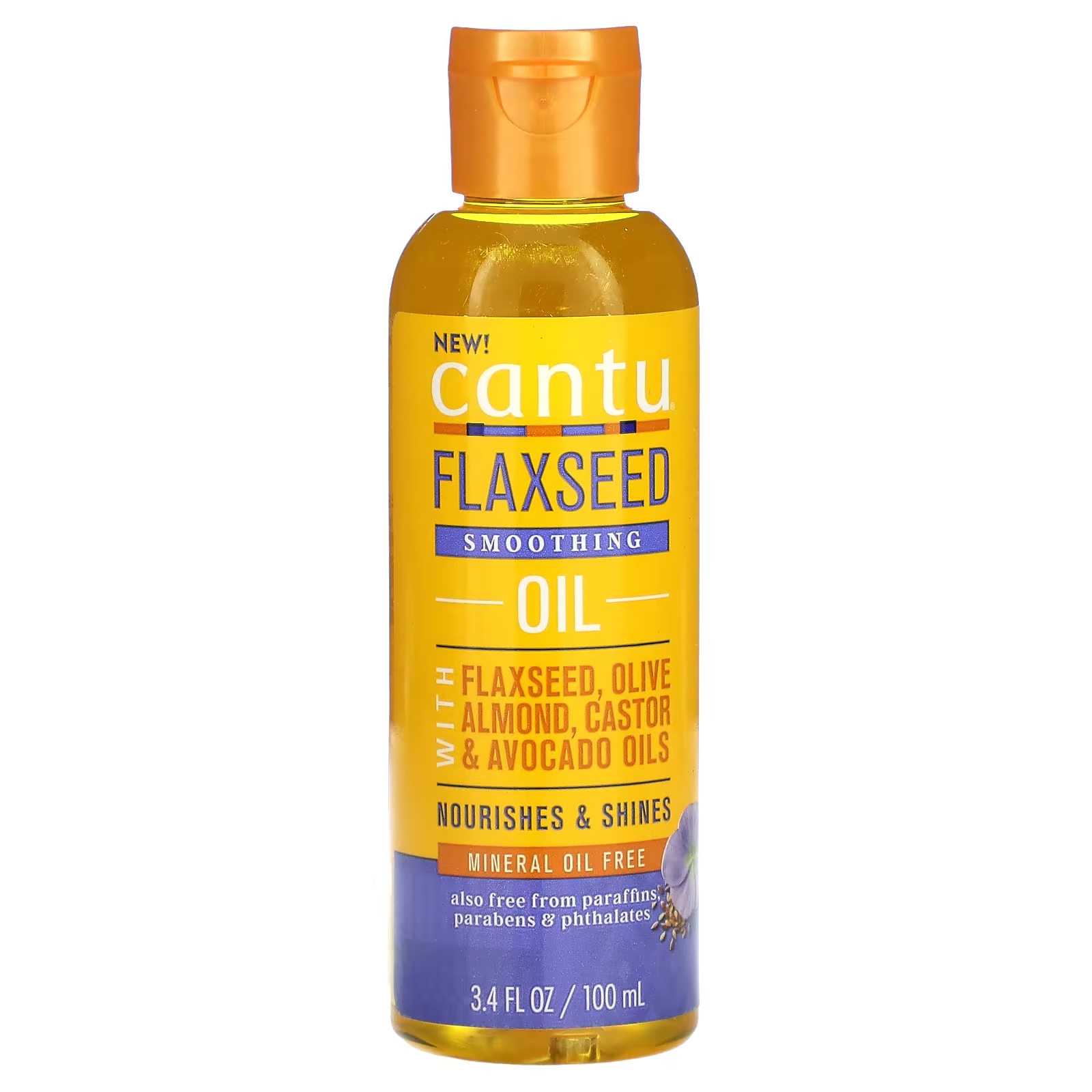 Разглаживающее масло Cantu с льняным семенем, 3,4 жидких унции (100 мл)