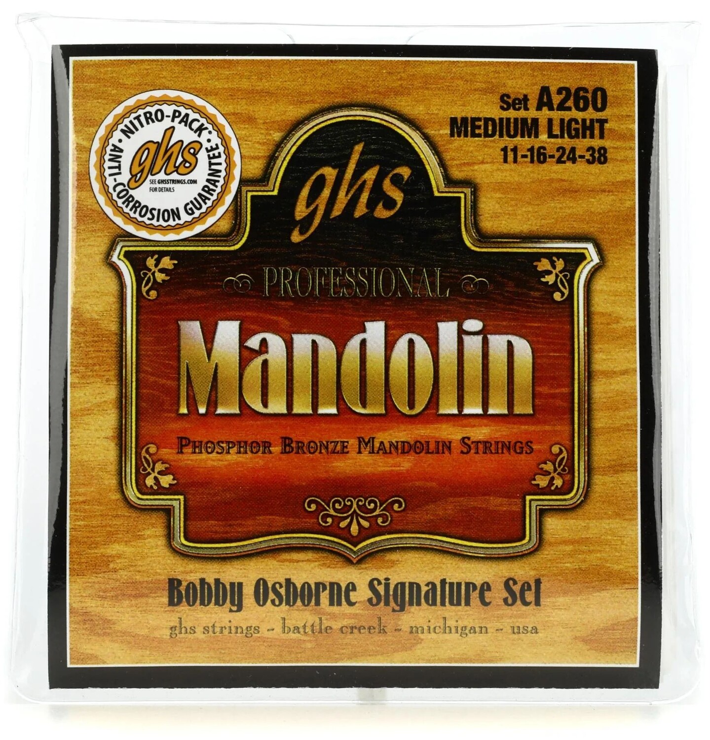 

GHS A260 Струны мандолины Bobby Osborne Signature из фосфористой бронзы — .011-.038 Medium Light