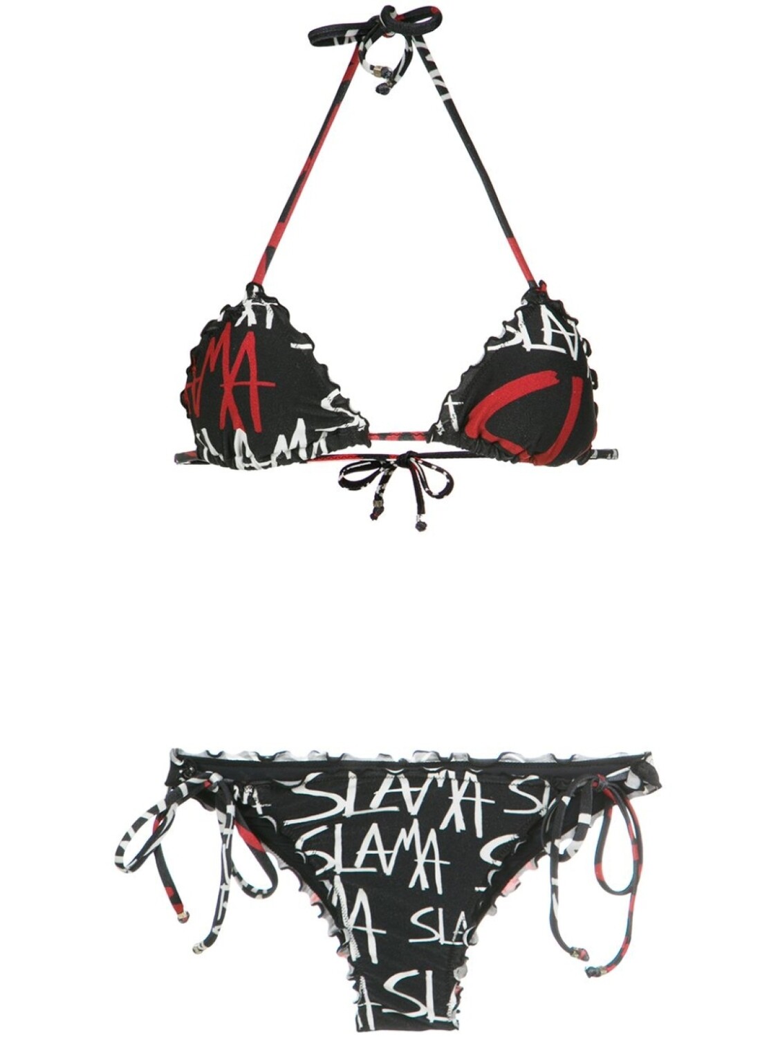 

Amir Slama logo print bikini set, черный