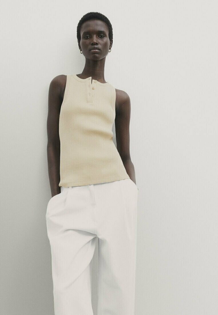 

Топ Sleeveless With A Henley Collar Massimo Dutti, цвет camel