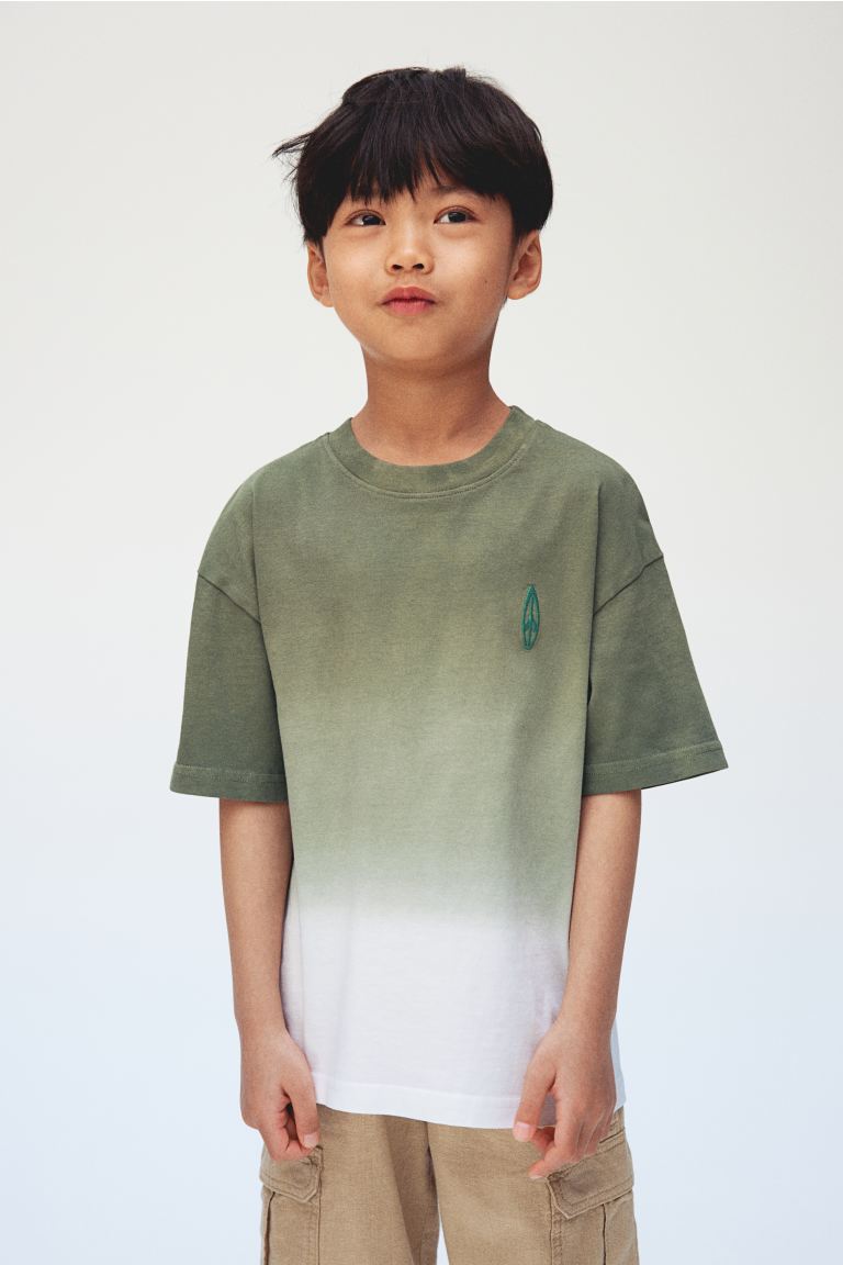 Хлопковая футболка с мотивом H&M, зеленый
