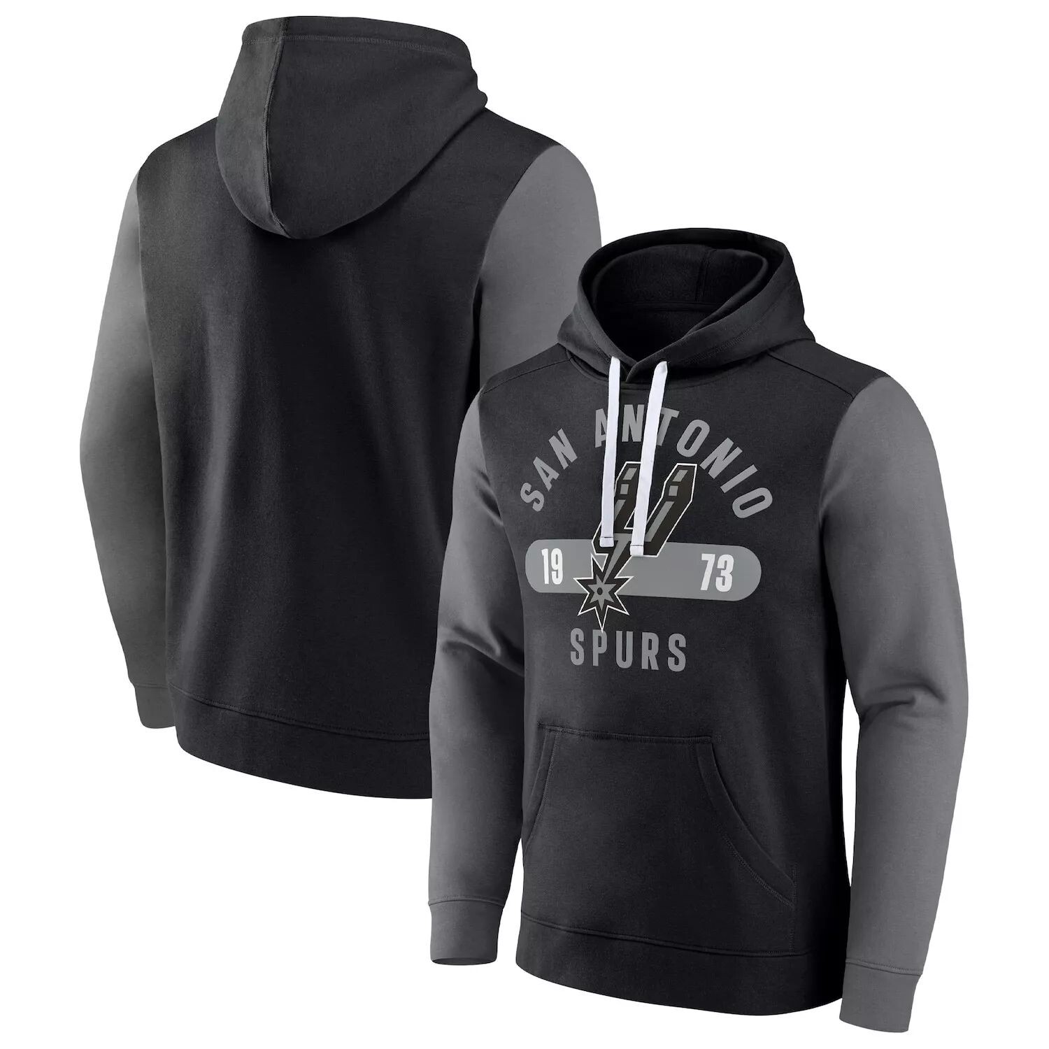

Мужской пуловер с капюшоном Fanatics черного/серого цвета с логотипом San Antonio Spurs Attack Colorblock