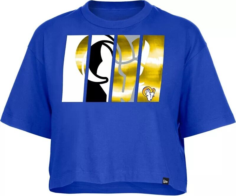 

Ярко-синяя женская футболка свободного кроя New Era Los Angeles Rams Panel