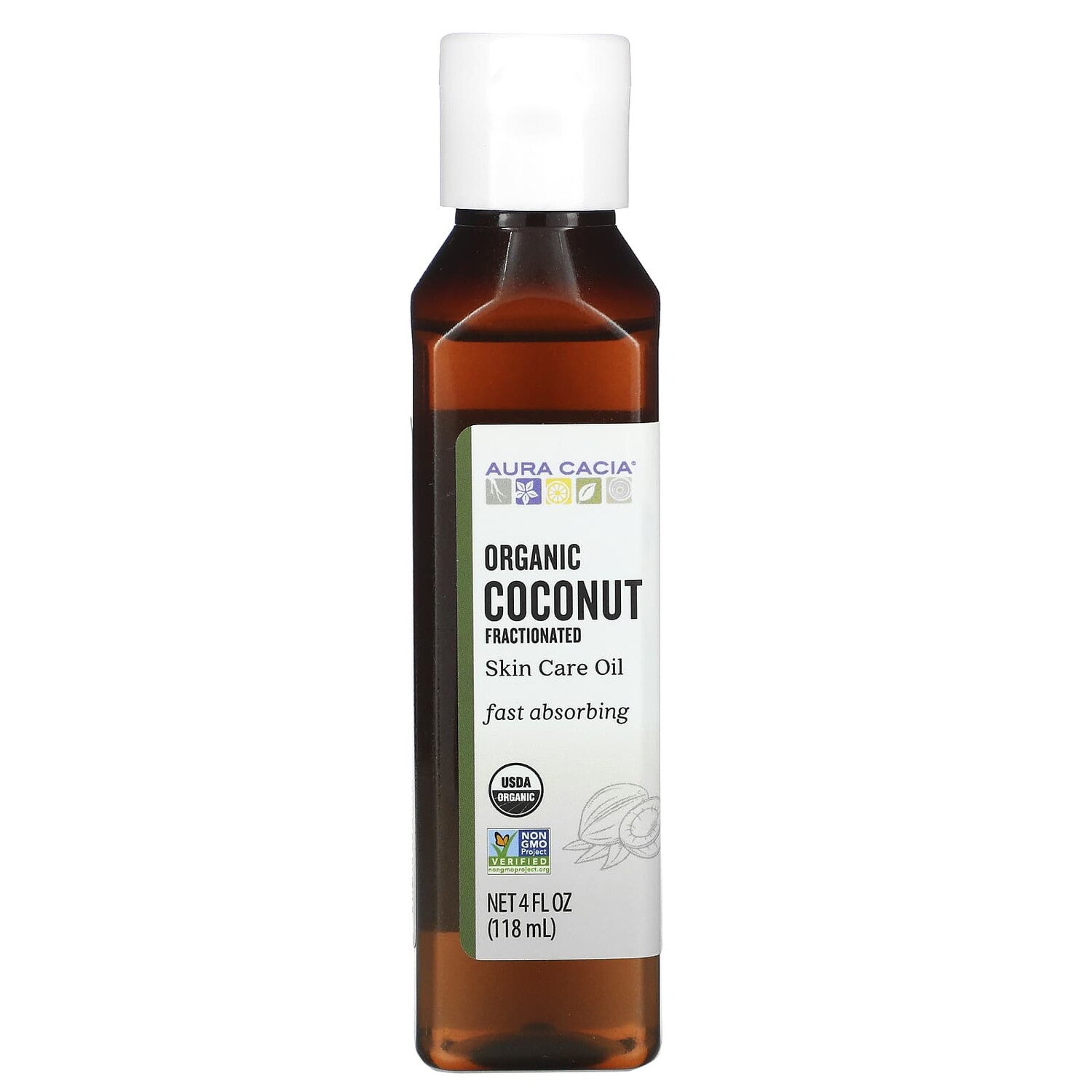 

Органическое масло для тела, фракционированное кокосовое масло, 118 мл, Aura Cacia