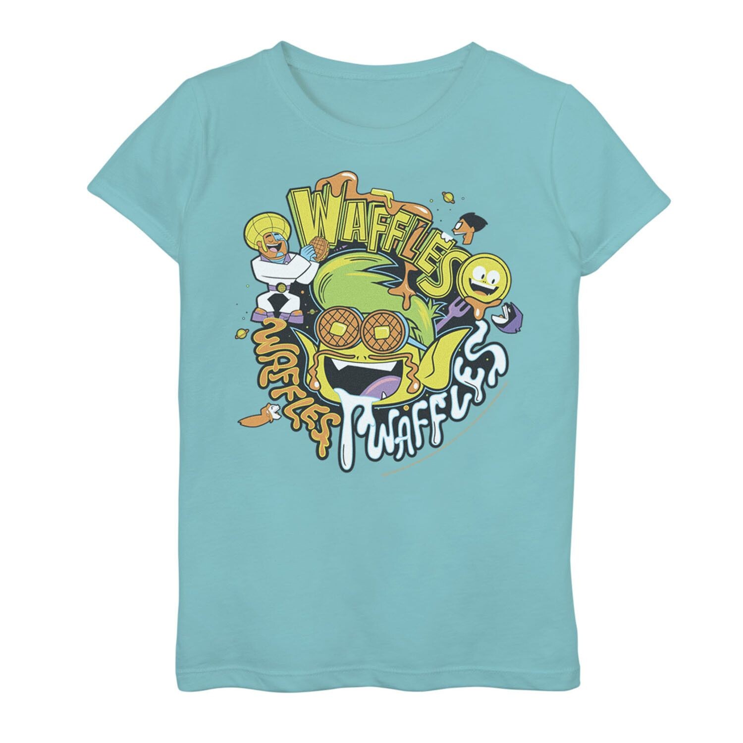 

Девочки 7–16 лет из комиксов DC «Юные титаны, вперед!» Футболка Beast Boy Waffles Waffles Waffles Licensed Character