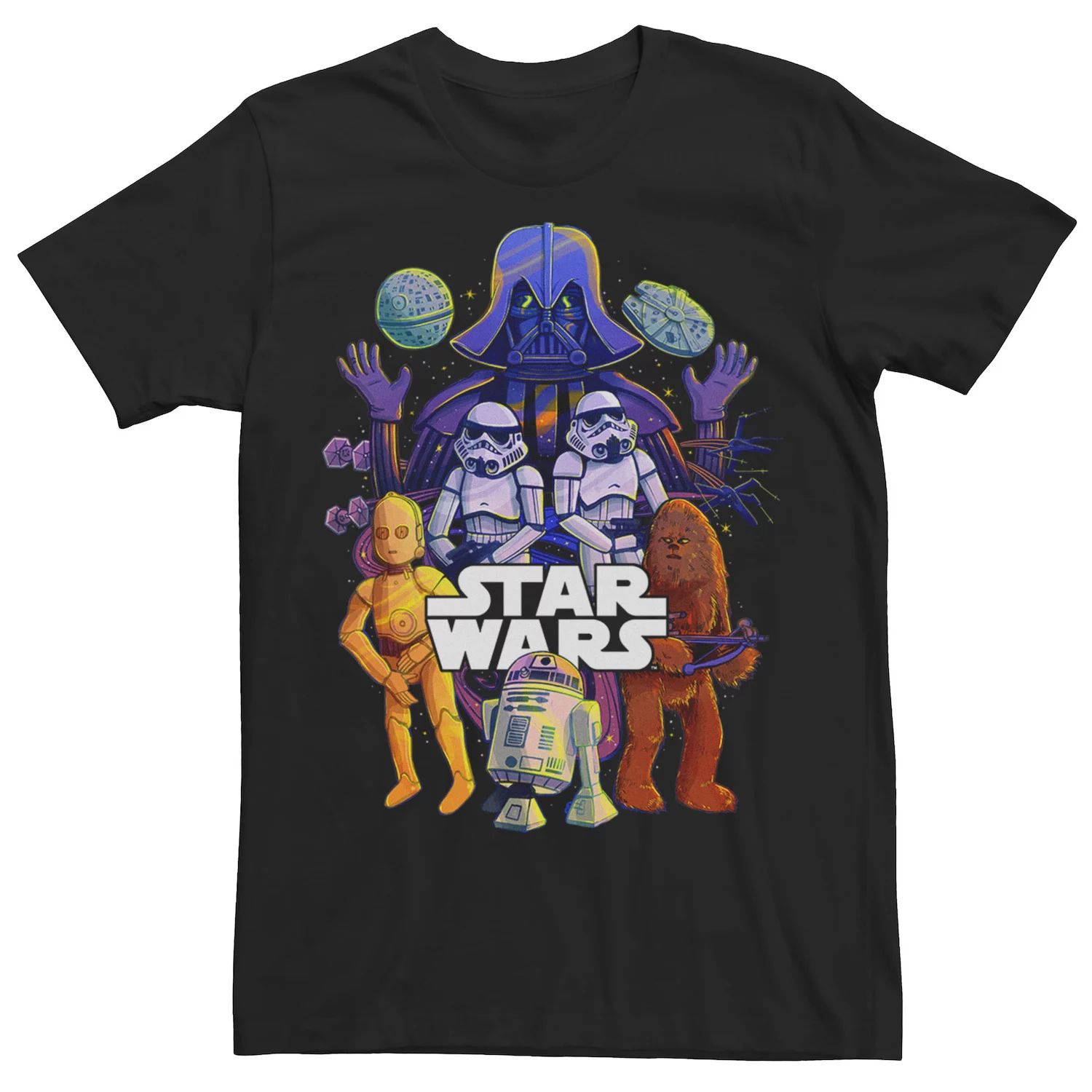 Мужская красочная футболка с графическим рисунком группы Star Wars
