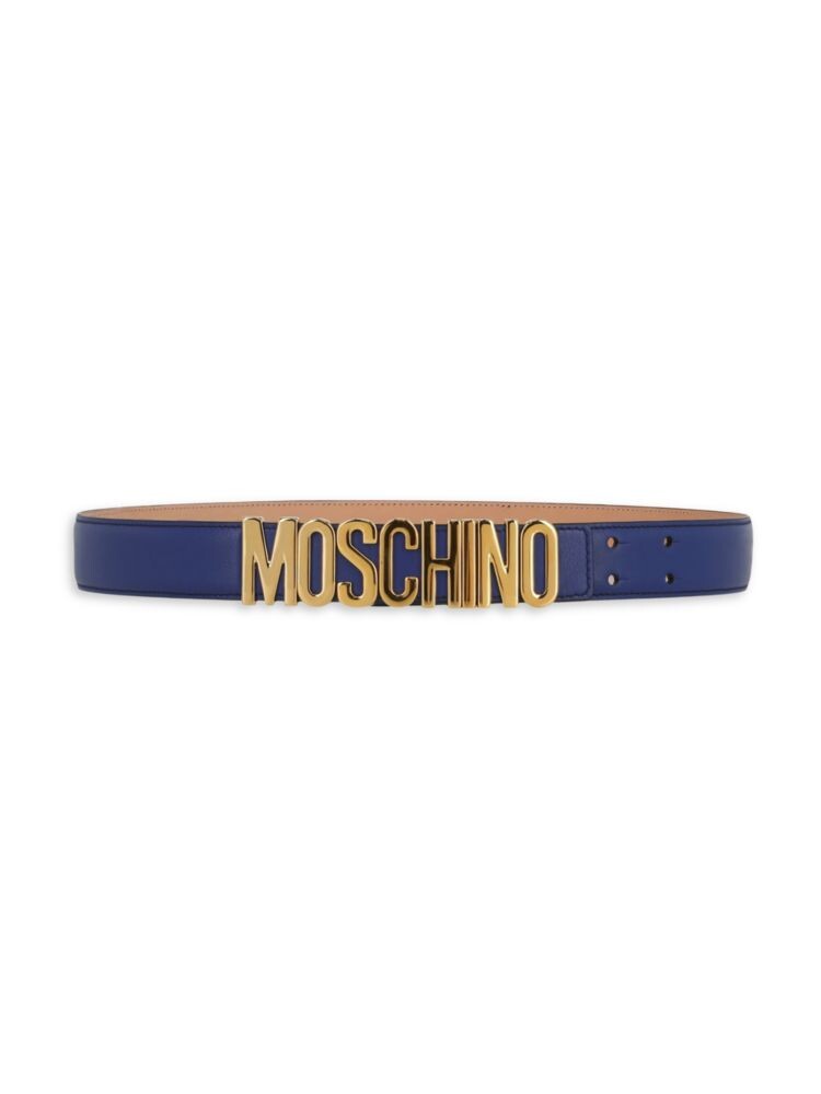 

Кожаный ремень с логотипом Moschino, синий