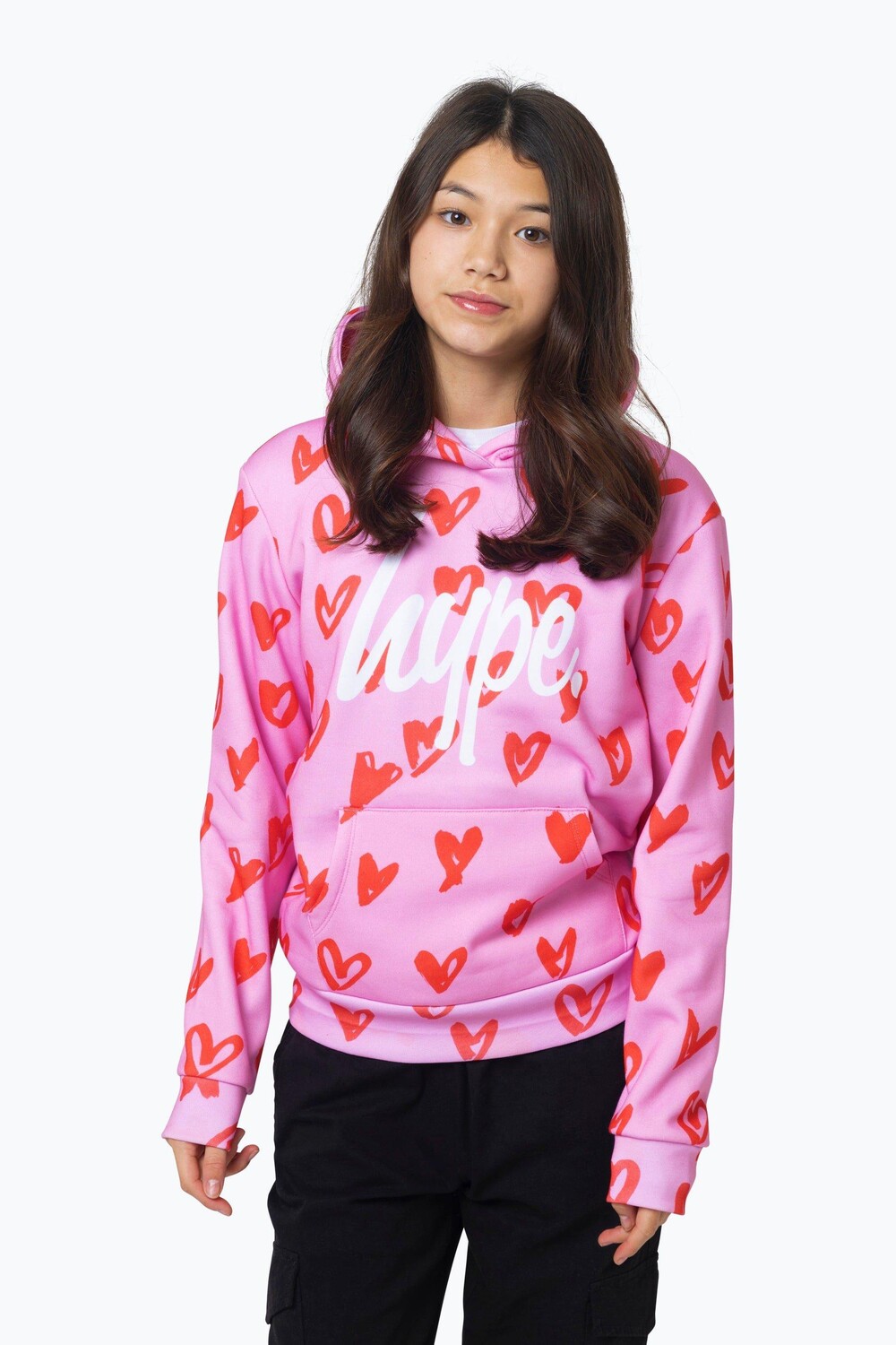 

Розовый худи Multi Scribble Hearts Hype, мультиколор