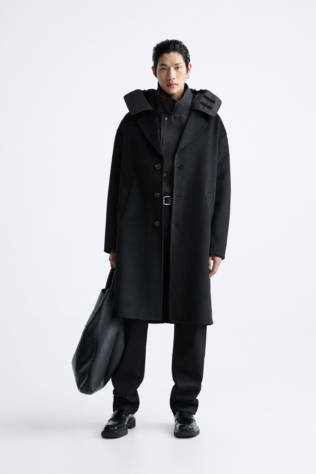 

Двустороннее пальто из смесовой шерсти ZARA, черный