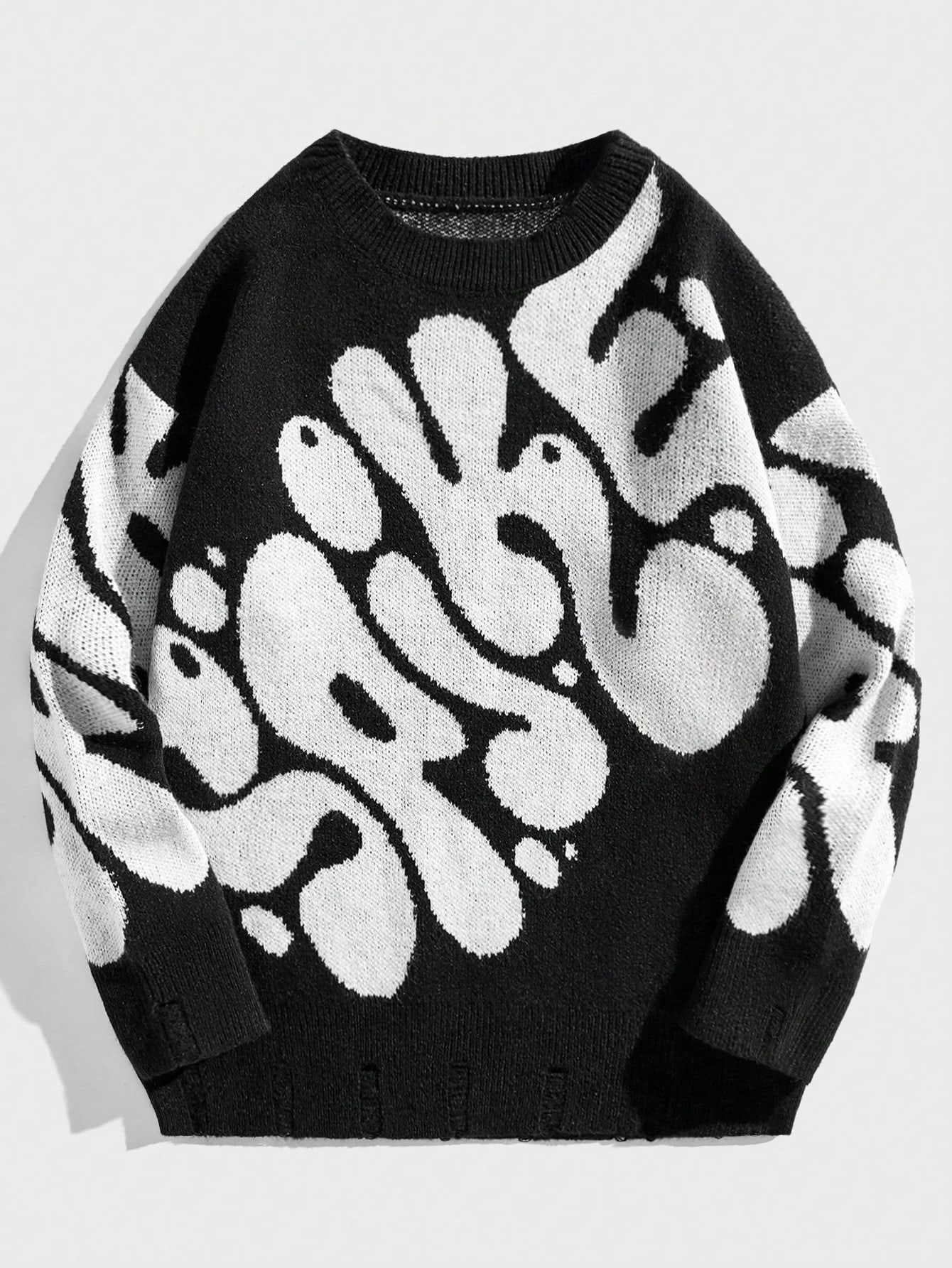 Мужской свитер с круглым вырезом ROMWE Street Life с буквенным узором, черный мужской рюкзак с двумя плечами черный