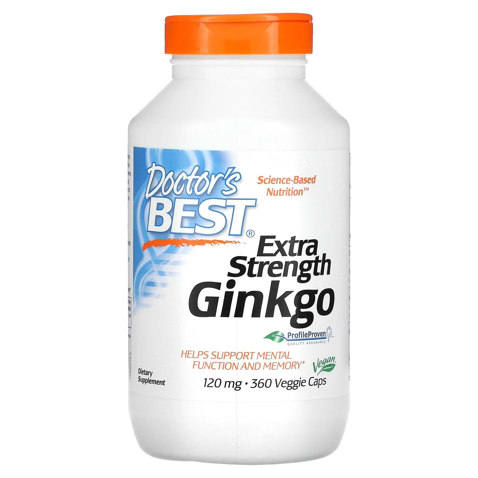 гинкго билоба doctors best extra strength ginkgo 120 мг 120 шт Doctor's Best Extra Strength Ginkgo 120 мг 360 растительных капсул