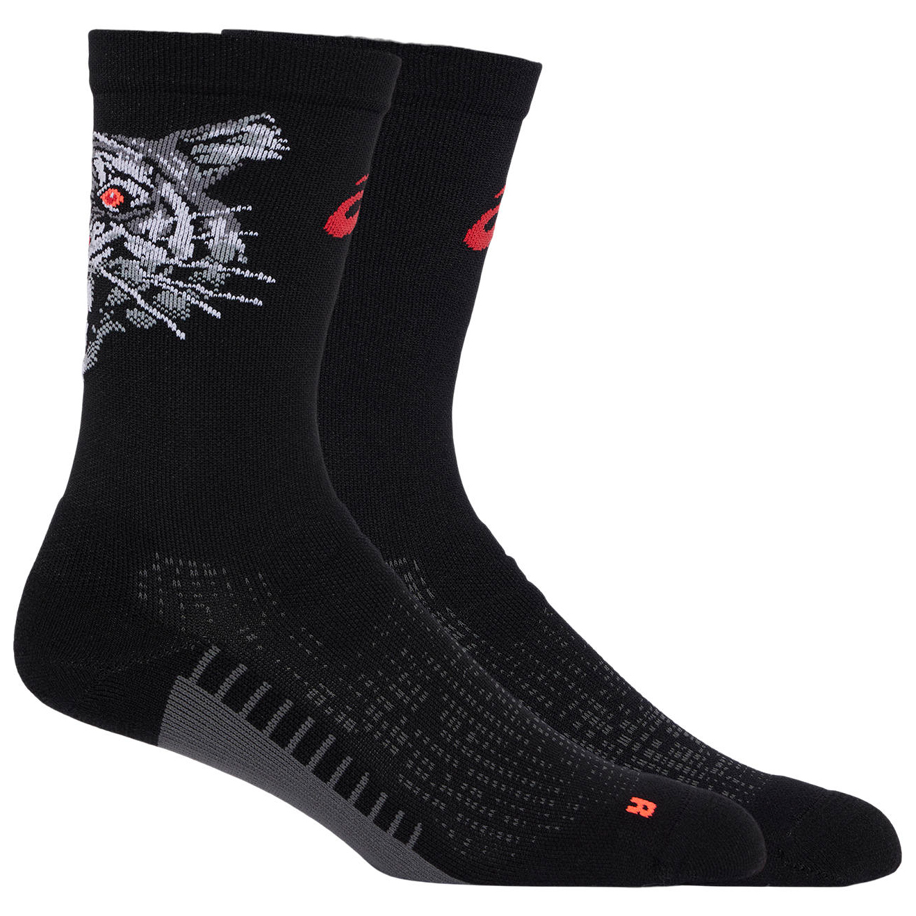 спортивные носки performance run quarter sock unisex asics бирюзовый Носки для бега Asics Performance Run Sock Crew, цвет Performance Black/Sunrise Red