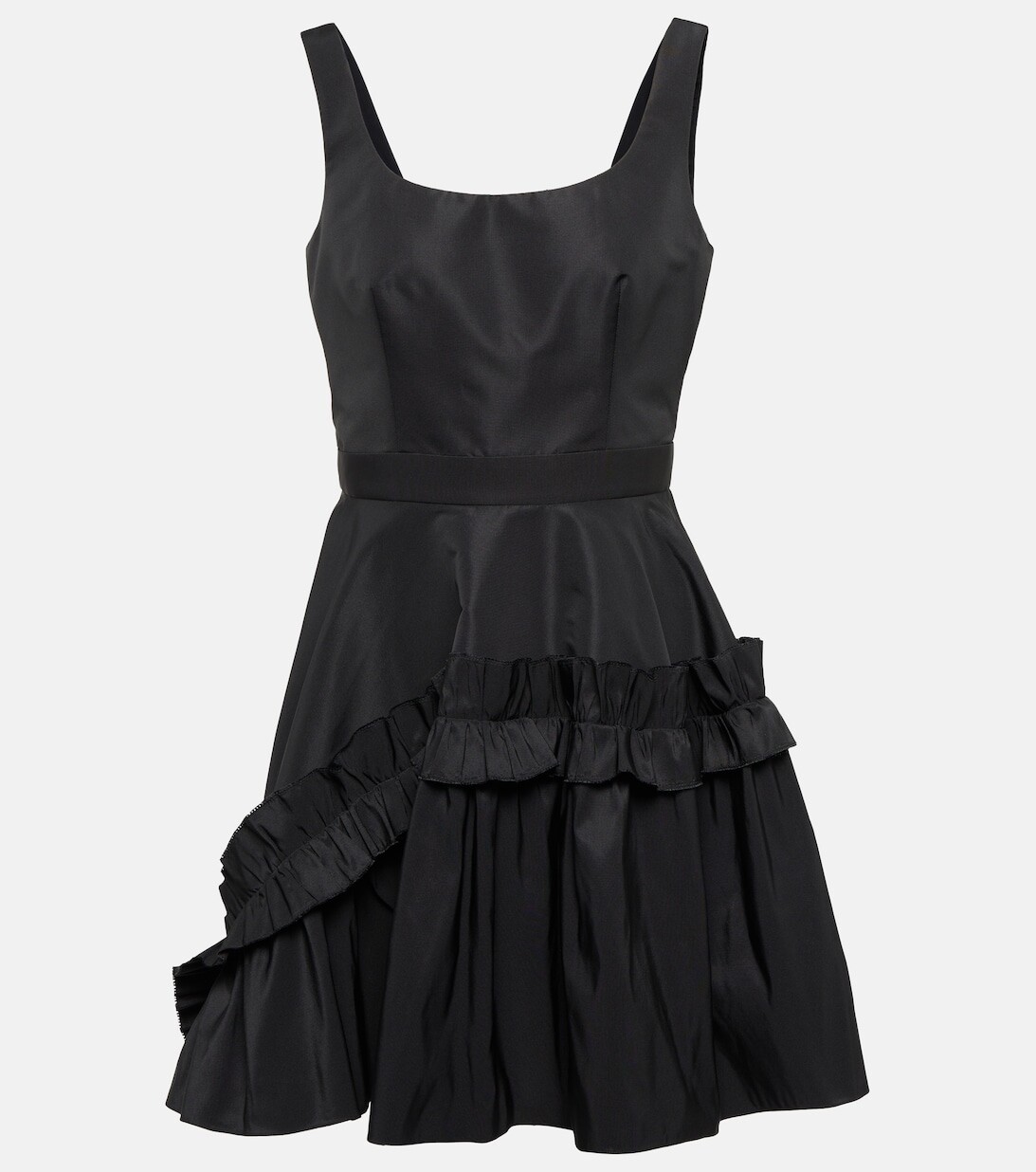 

Мини-платье из полифайя с оборками ALEXANDER MCQUEEN, черный