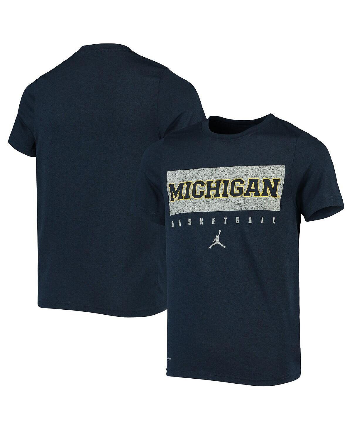 

Брендовая темно-синяя футболка Big Boys Michigan Wolverines Legend Basketball Practice Performance Performance Jordan