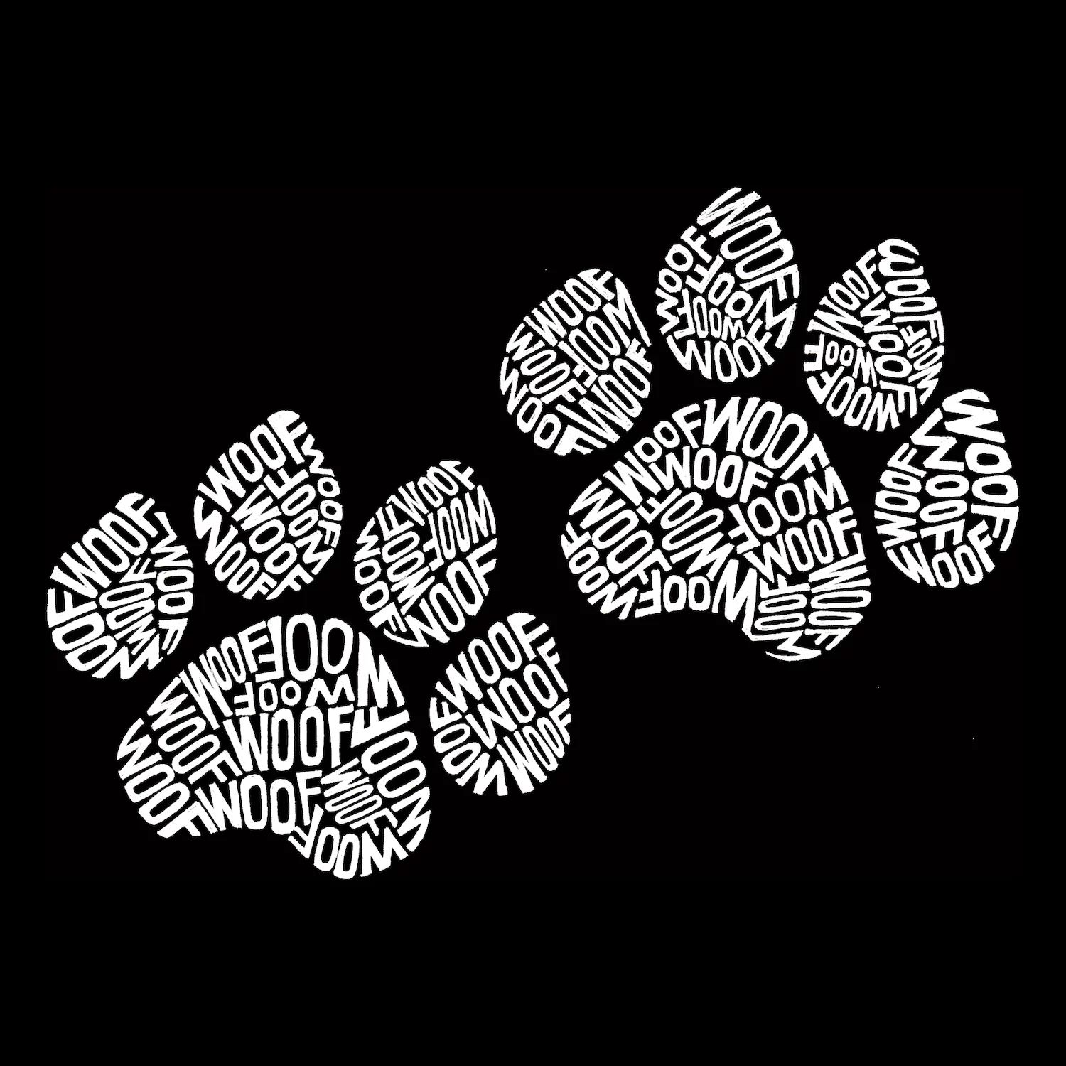 

Woof Paw Prints — мужская футболка премиум-класса с текстом Word Art LA Pop Art, черный