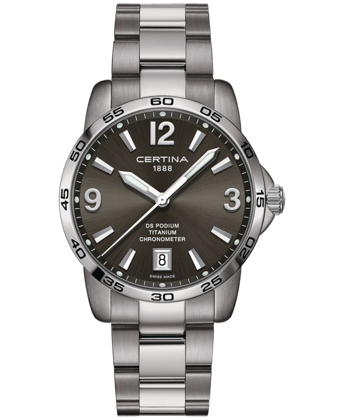 Мужские швейцарские часы DS Podium с титановым браслетом, 40 мм Certina часы certina ds stella c031 210 11 031 00