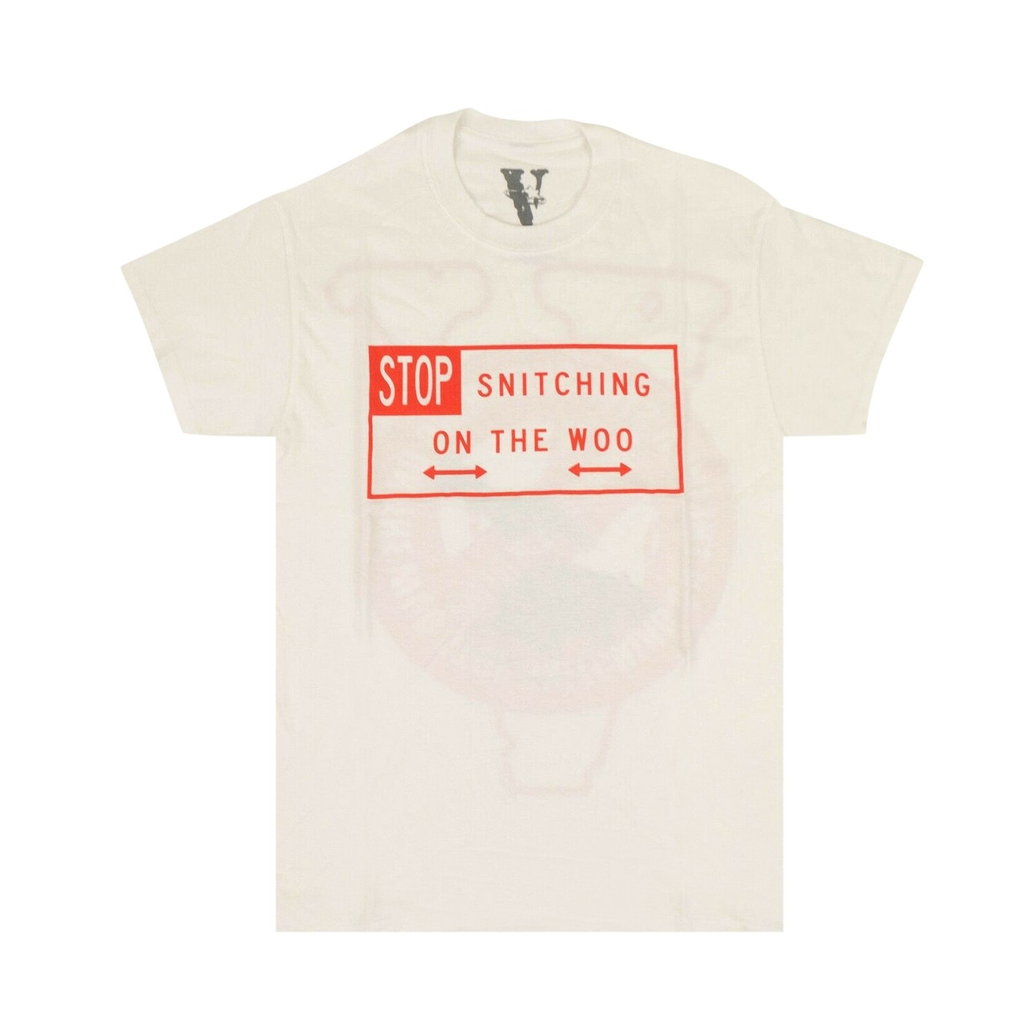 

Футболка с короткими рукавами Vlone x Pop Smoke Stop Snitting, цвет Белый/красный