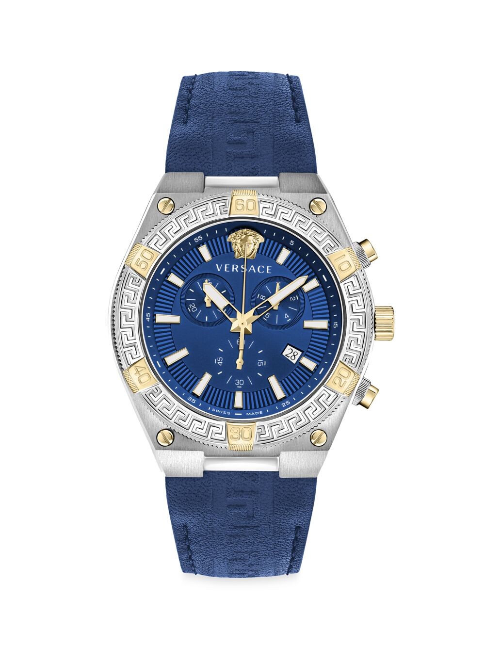 

Часы V-Sporty Greca из нержавеющей стали и замши Versace, синий
