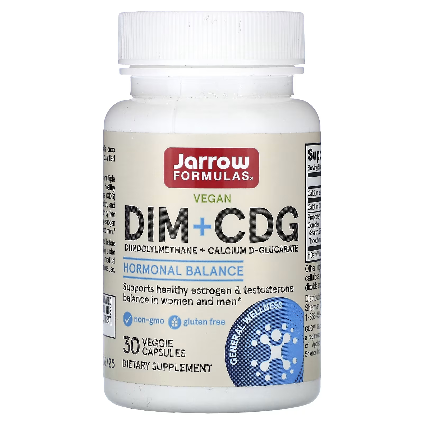 Пищевая добавка Jarrow Formulas DIM + CDG, 30 растительных капсул