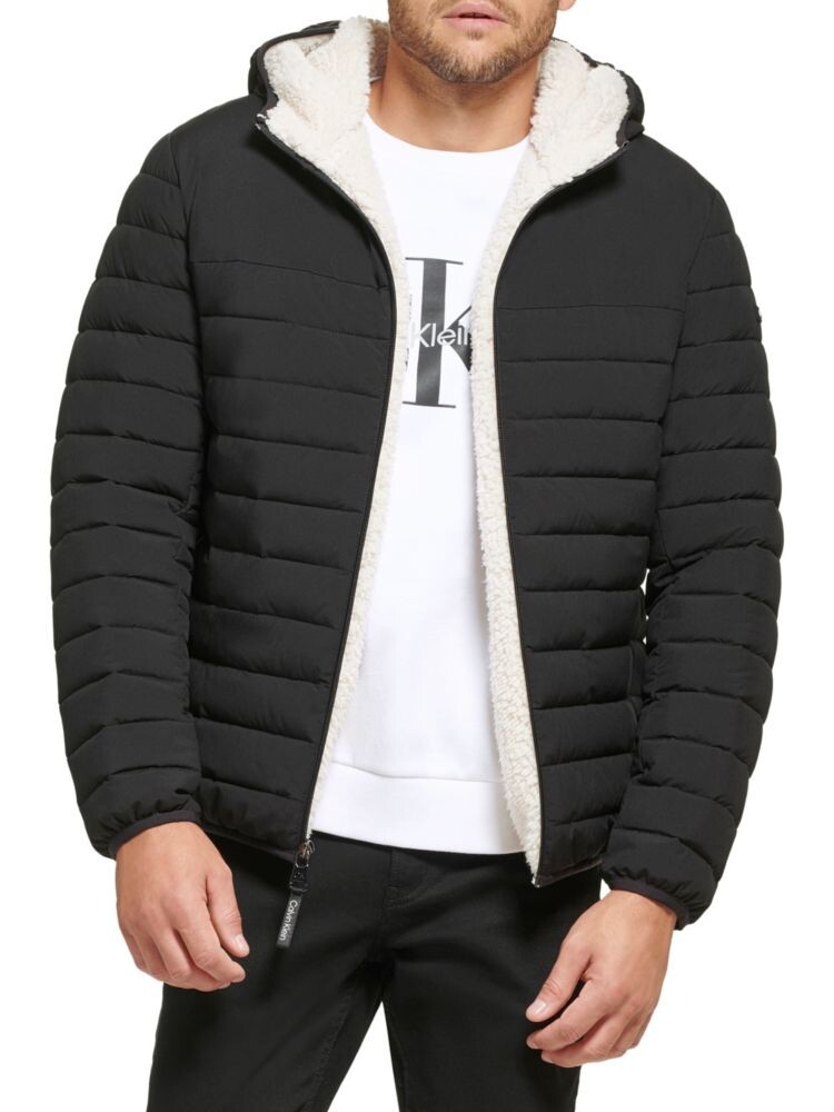 

Пуховик на подкладке из шерпы с капюшоном Calvin Klein, цвет Ebony