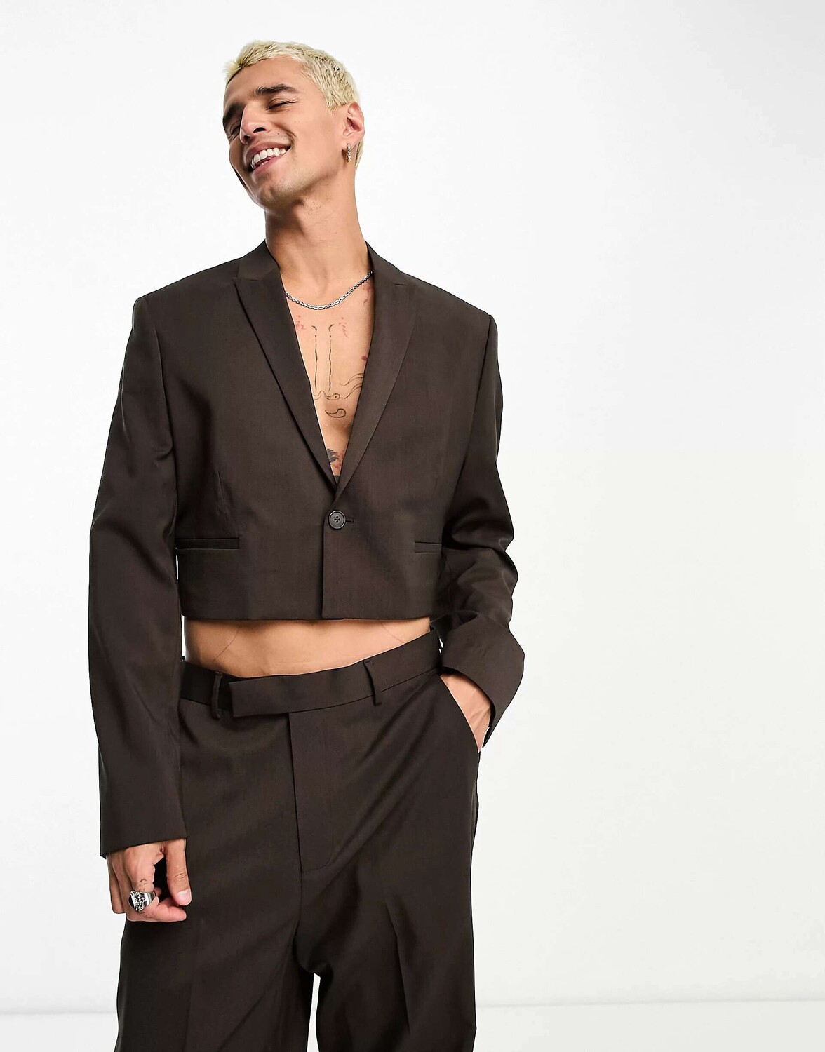 

Коричневый укороченный пиджак ASOS