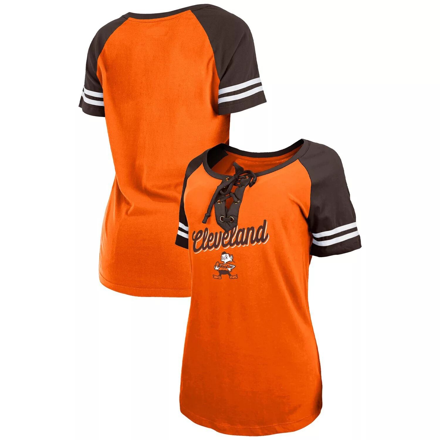 

Женская оранжево-коричневая футболка New Era Cleveland Browns Legacy со шнуровкой реглан New Era, Оранжевый