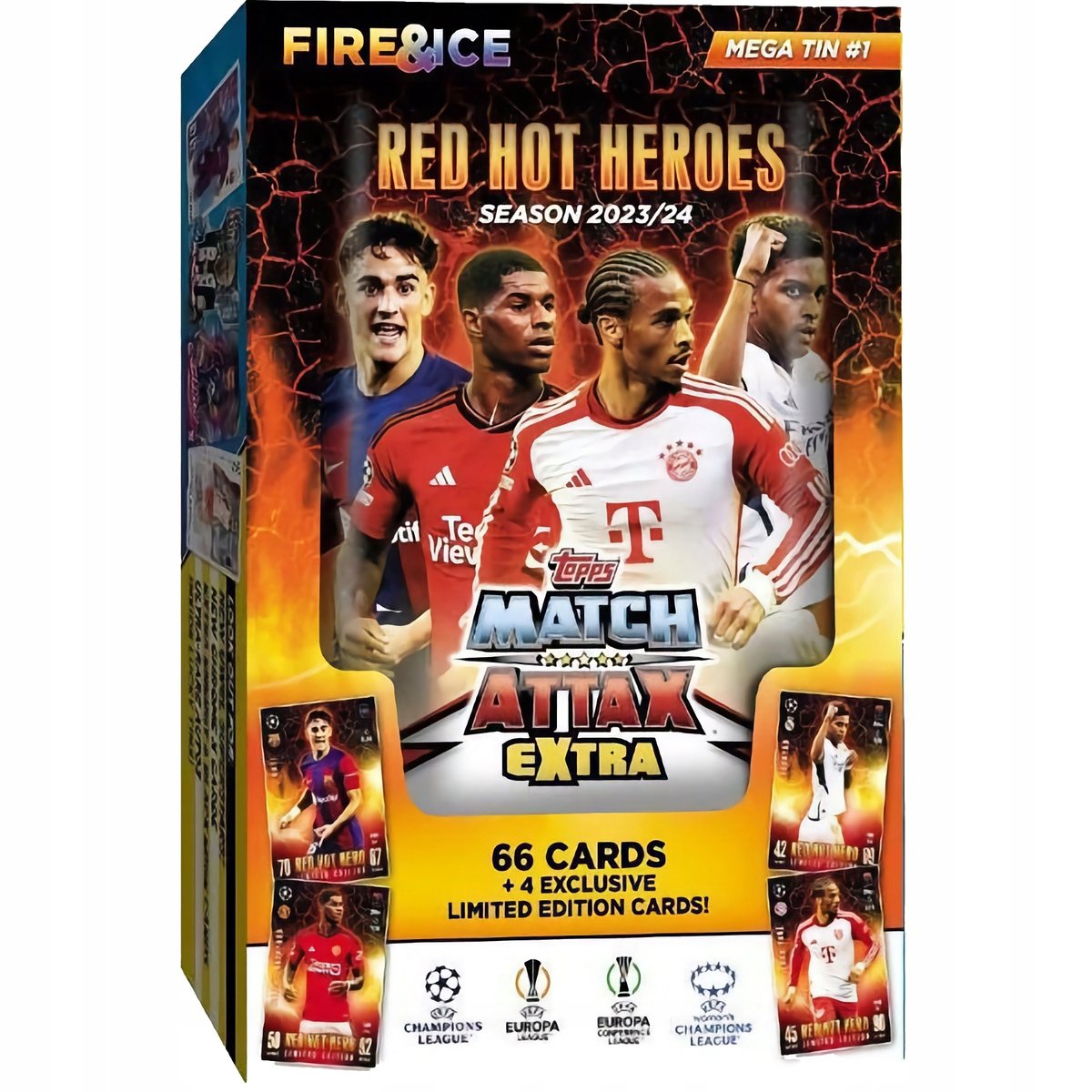 

Футбольные карточки Match Attax Extra 2024 Big Tin Football Cards #1 Red Hot Heroes Topps