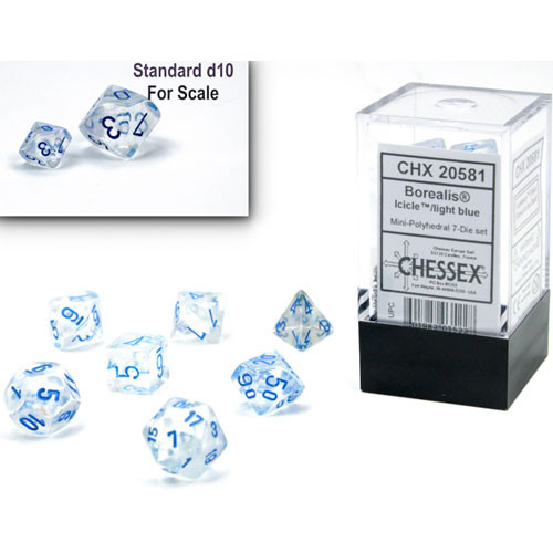 

Аксессуары Chessex Chessex Mini Dice Set: Borealis Luminary - Icicle w/ Light Blue (7)