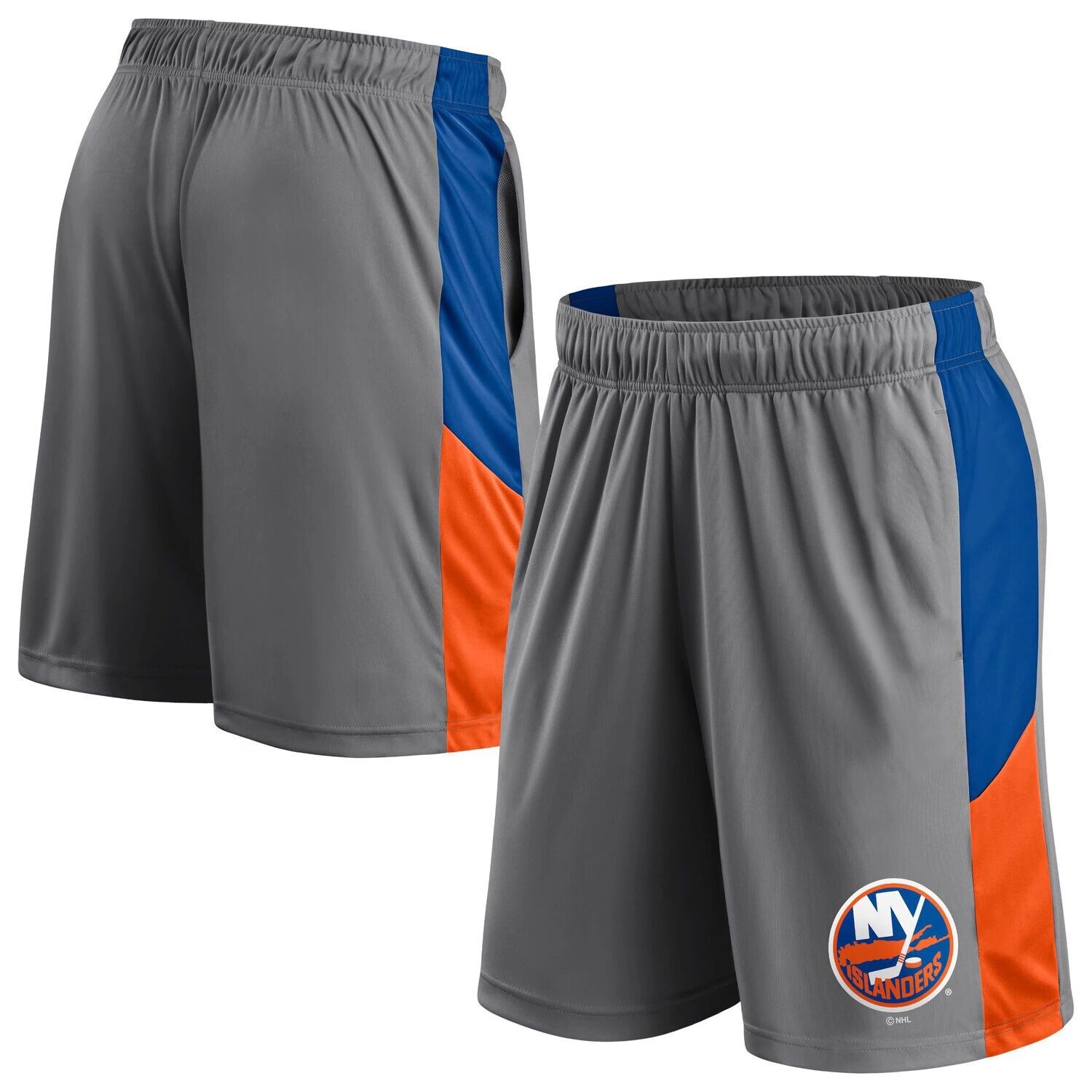 

Мужские серые фирменные шорты Fanatics с основным логотипом New York Islanders
