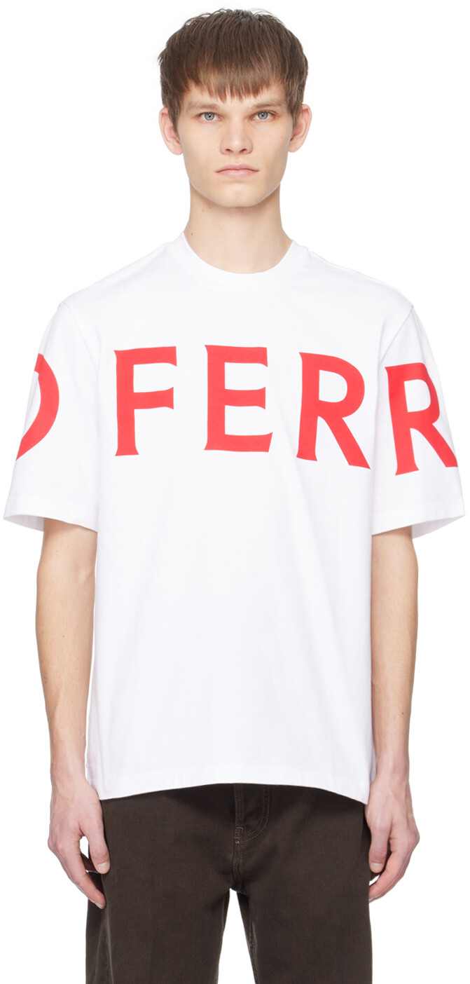 

Белая футболка с принтом Ferragamo, цвет White/Red
