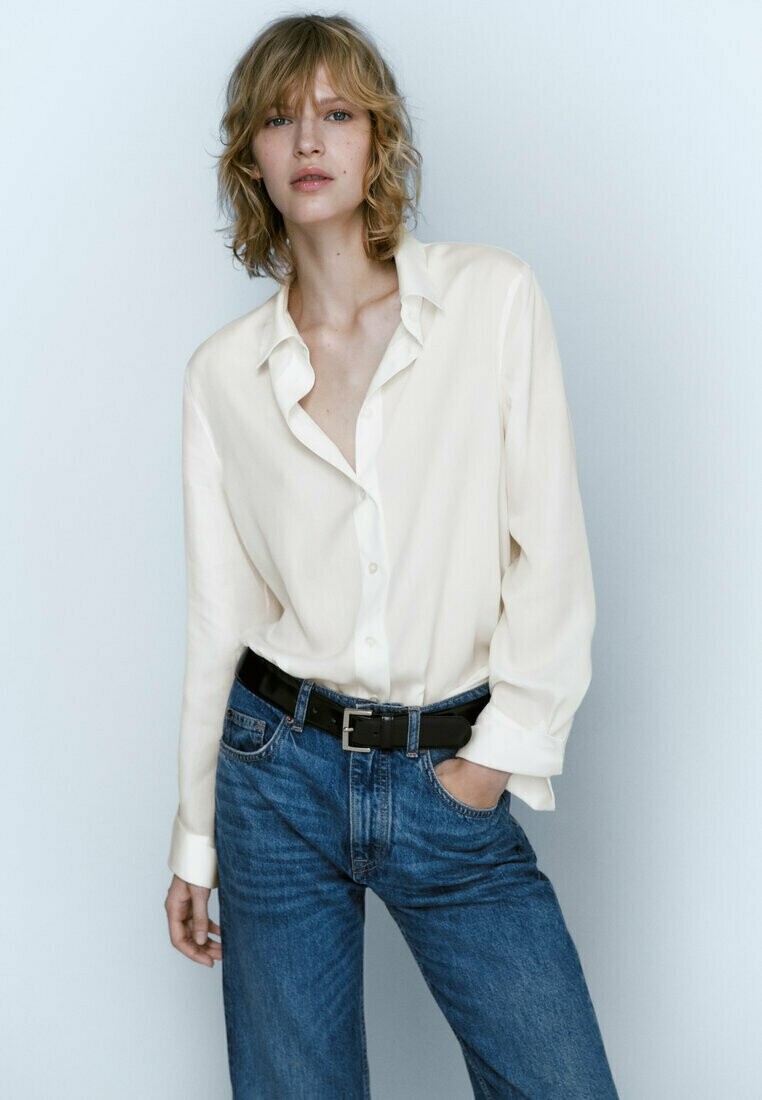 

Блуза на пуговицах Massimo Dutti, бежевый