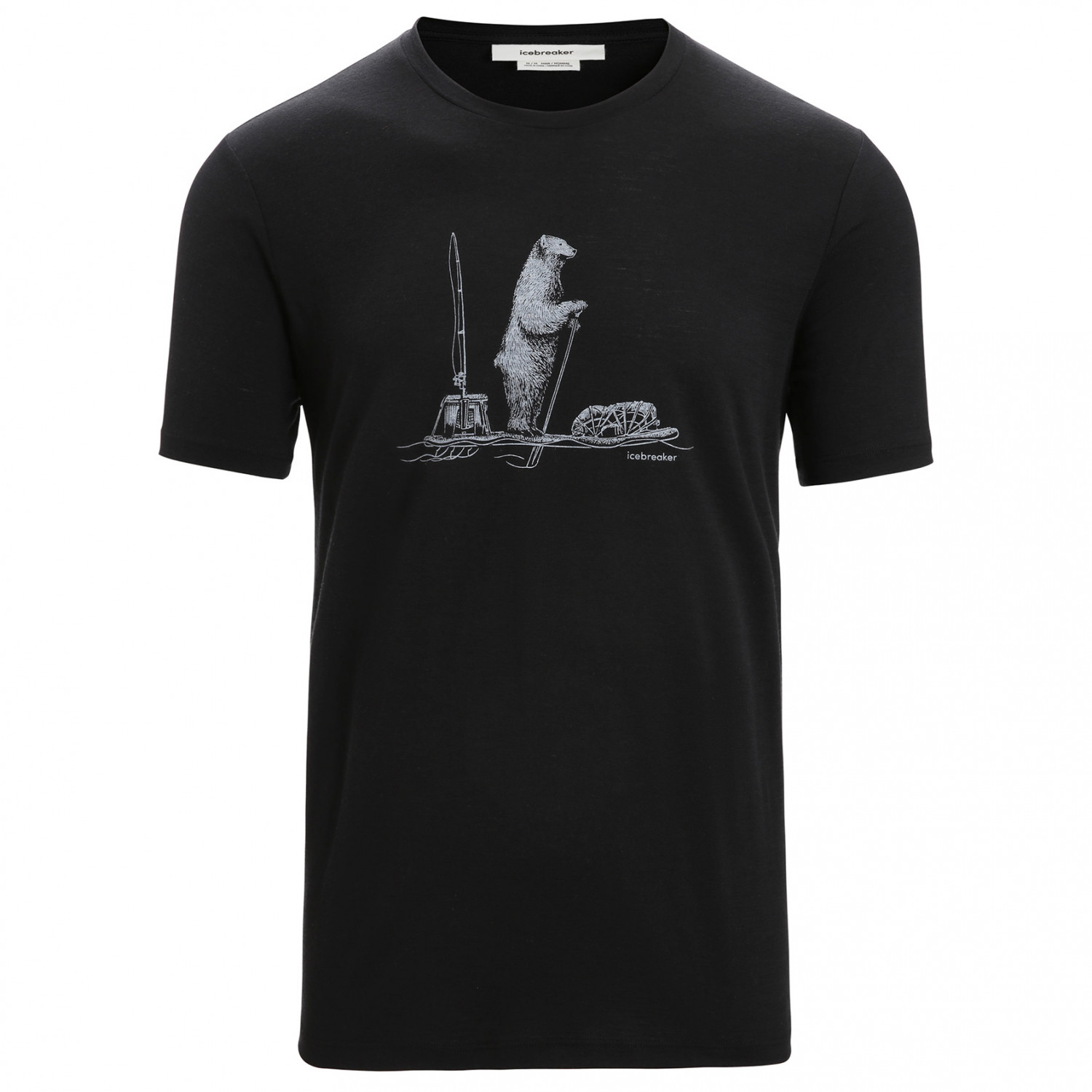 Рубашка из мериноса Icebreaker Tech Lite II S/S Tee Polar Paddle, черный