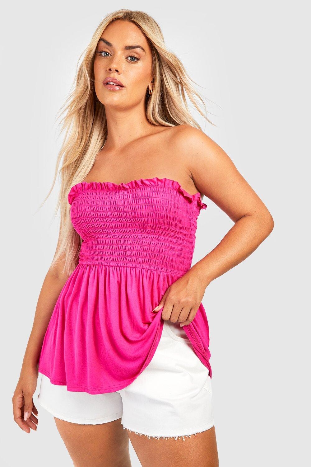 

гофрированный топ Boohoo, розовый