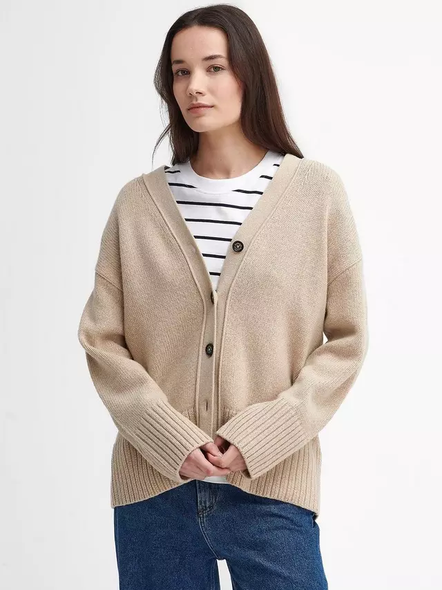 

Кардиган Barbour Joni Knitted Wool Blend, цвет white pepper