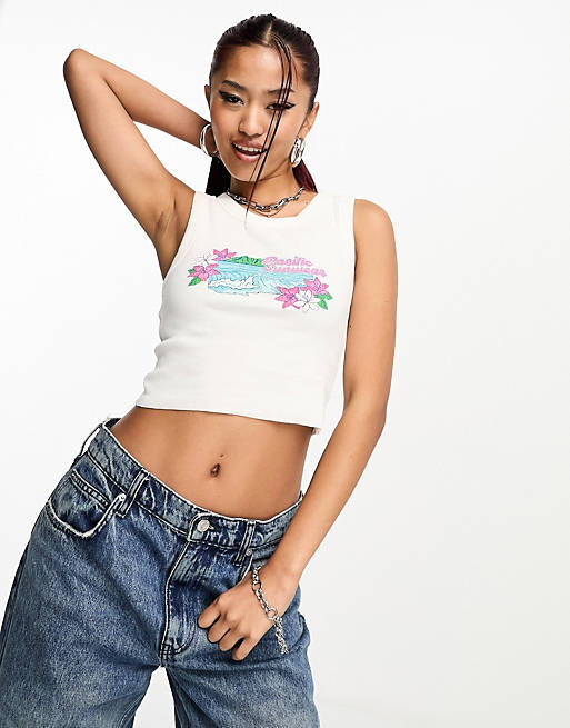 

Укороченный жилет PacSun в рубчик с рисунком для серфинга