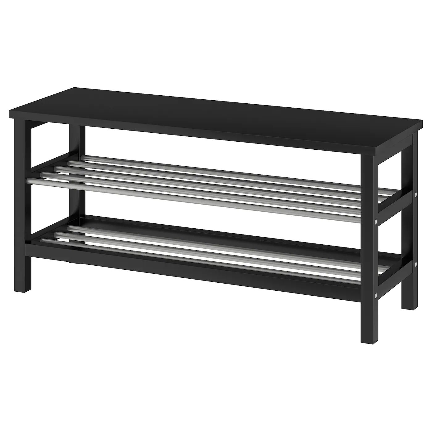 Скамья с полкой для обуви, черная, 108х34х50 см, TJUSIG IKEA