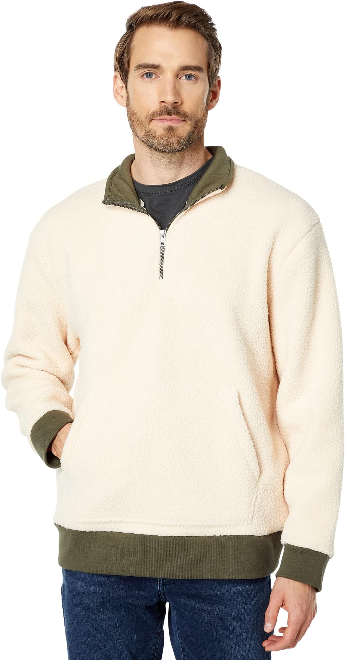 

Толстовка Madewell Kingwhale 1/4 Zip Pullover - Color-Block, цвет Antique Cream