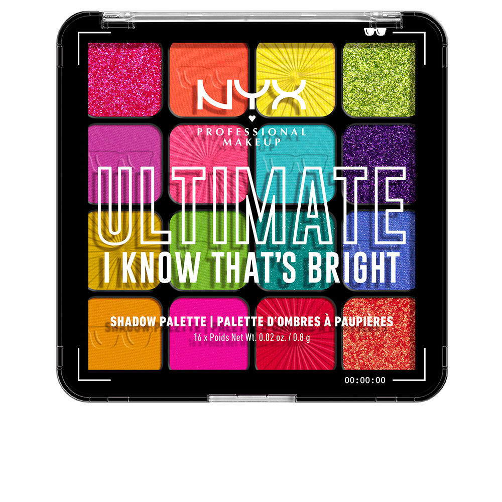 Тени для век Ultimate shadow palette Nyx professional make up, 16 х 0,83 г, I know that’s bright 16 x