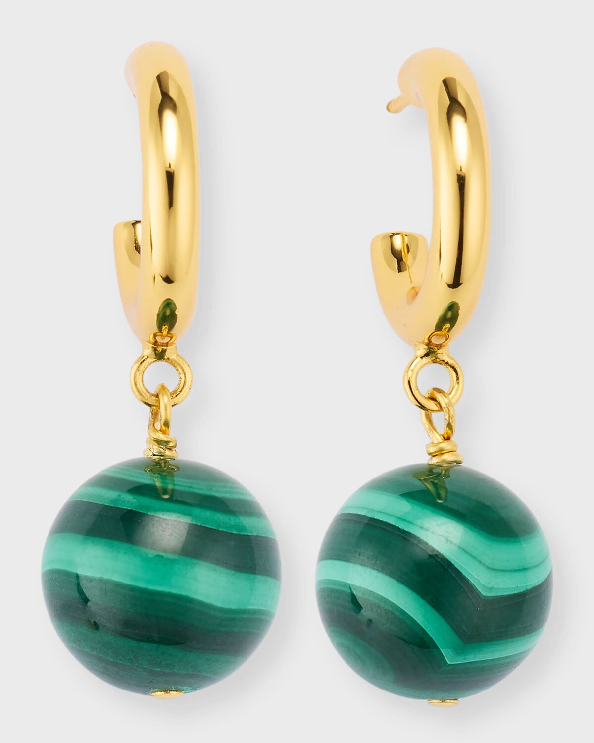 

Малахитовые серьги-кольца-капли Huggie NEST Jewelry, цвет Malachite