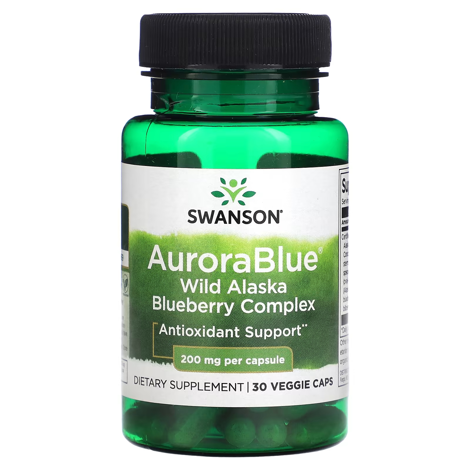 Пищевая добавка Aurora Blue Wild Alaska Blueberry Complex Swanson, 200 мг, 30 вегетарианских капсул